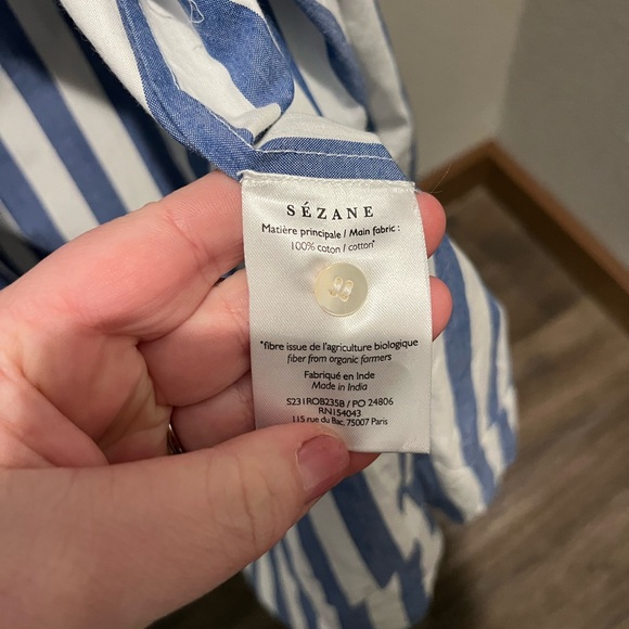 NWOT Sézane Women’s Maxine Oversized Blue & White Stripe Shirt Dress Size Small - Picture 5 of 10